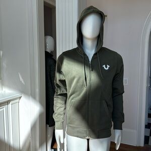 True Religion Buddha LOGO Seal / Zip Hoodie.  The color: Hunter Green.